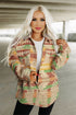 Western Aztec Print Button Flap Pocket Shacket